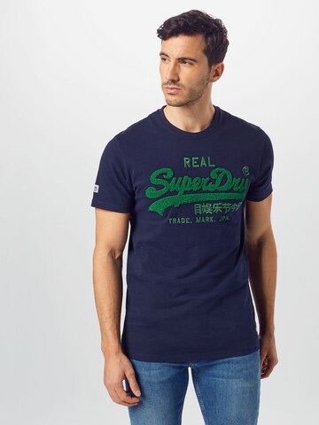 Superdry Тениска 'Chenille' в синьо: отпред