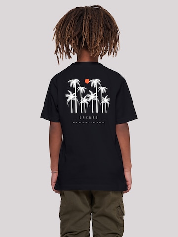 F4NT4STIC Shirt 'Escape Discover the World Palm Trees White' in Black