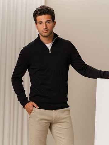 TEESHOPPEN Sweater ' Pullover Half ' in Black