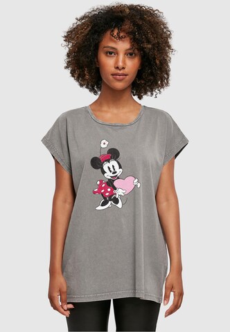 ABSOLUTE CULT Shirt 'Minnie Mouse - Love Heart' in Grijs: voorkant