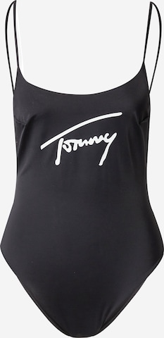 Tommy Jeans Μπουστάκι Ολόσωμο μαγιό σε μαύρο: μπροστά