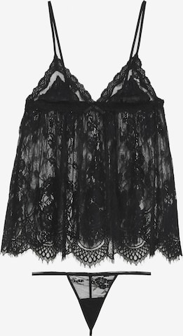LingaDore Set: Negligée und String in Schwarz: Vorderseite