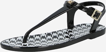 ARMANI EXCHANGE T-Bar Sandals in Black: front