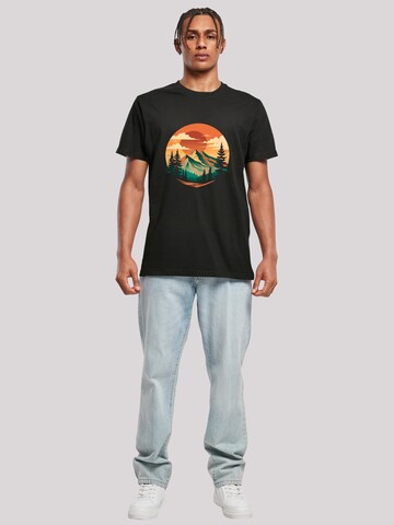 F4NT4STIC Shirt 'Sonnenuntergang Berglandschaft' in Zwart