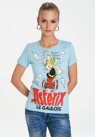 LOGOSHIRT Shirt 'Asterix - Magic Poison' in Blauw: voorkant