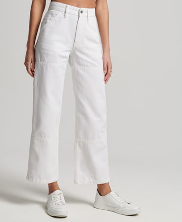 Superdry Wide leg Pants in White: front