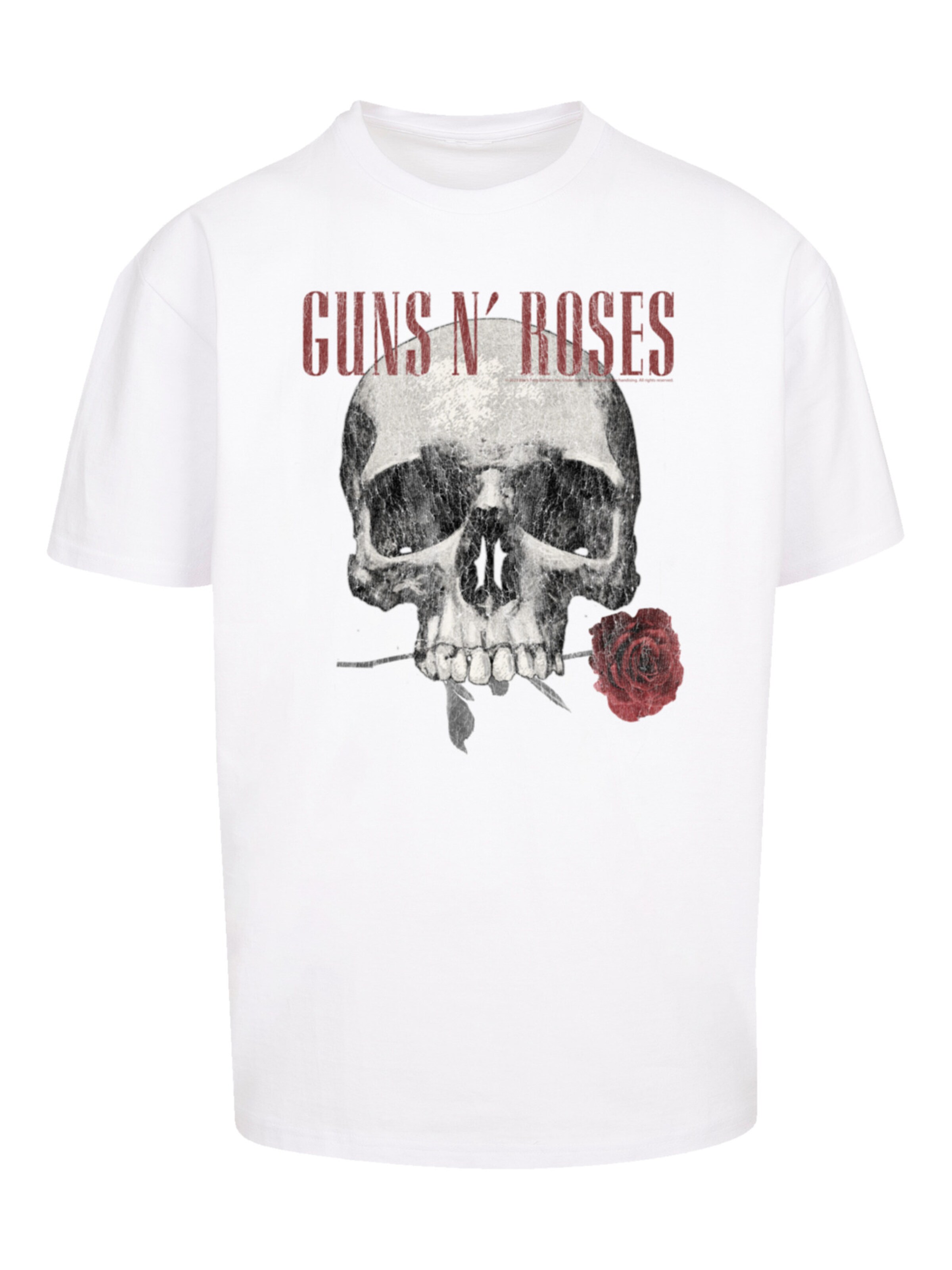 F4NT4STIC Shirt 'Guns 'n' Roses Flower Skull Rock Musik Band' in Wit: voorkant