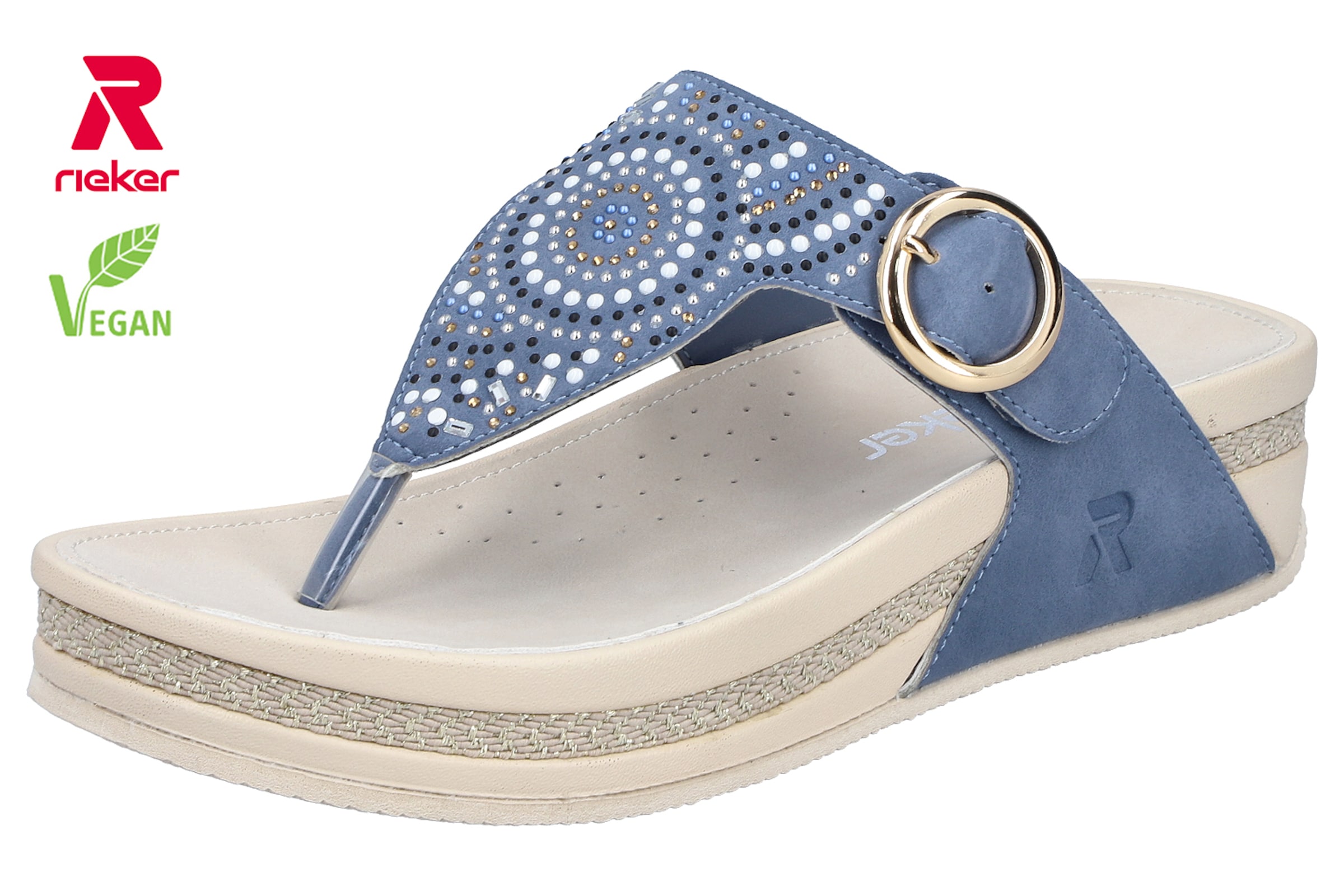 Tongs 'V1465' Rieker en bleu : devant