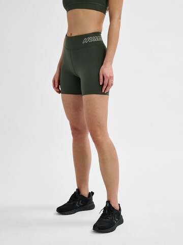 Hummel Skinny Spodnie sportowe 'Fundamental' w kolorze zielony: przód