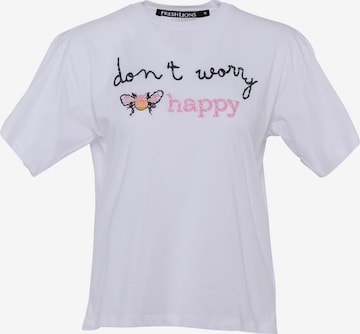 FRESHLIONS Shirt 'Happy' in Wit: voorkant