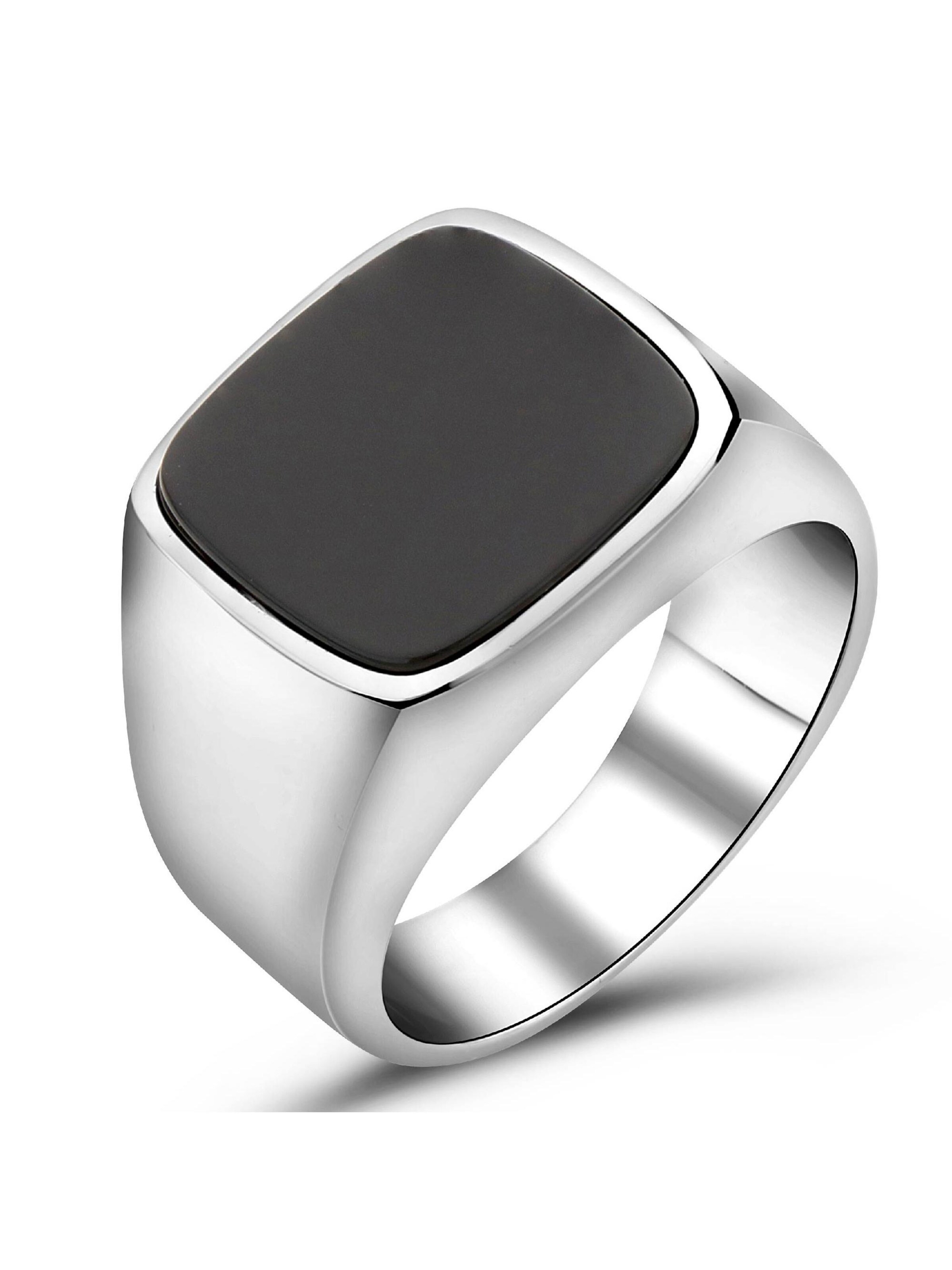Tony Fein Ring 'Siegel Onyx Black' in Silver: front