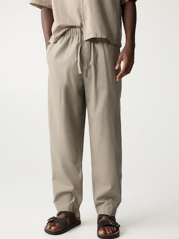 Loosefit Pantalon Pull&Bear en beige : devant
