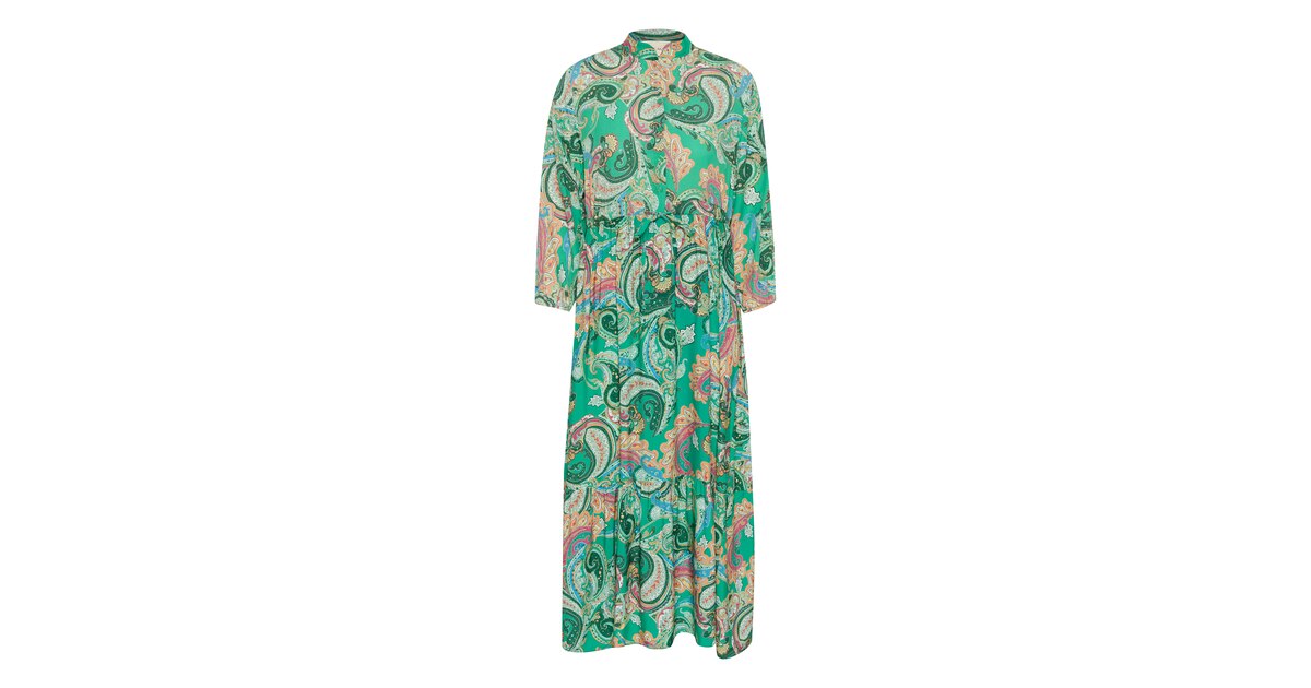 CRAlora Damen Maxikleid – 3/4 Arm, Print, A-Linie, Mit Bindegürtel, Lässiger Boho-Stil