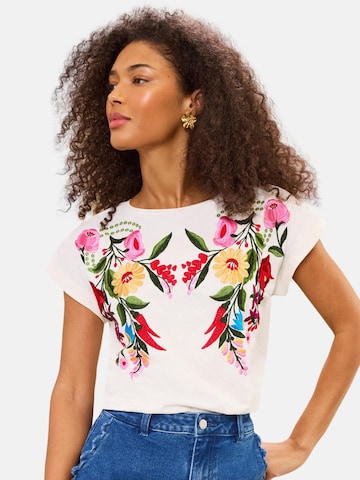 T-shirt love & roses en blanc : devant