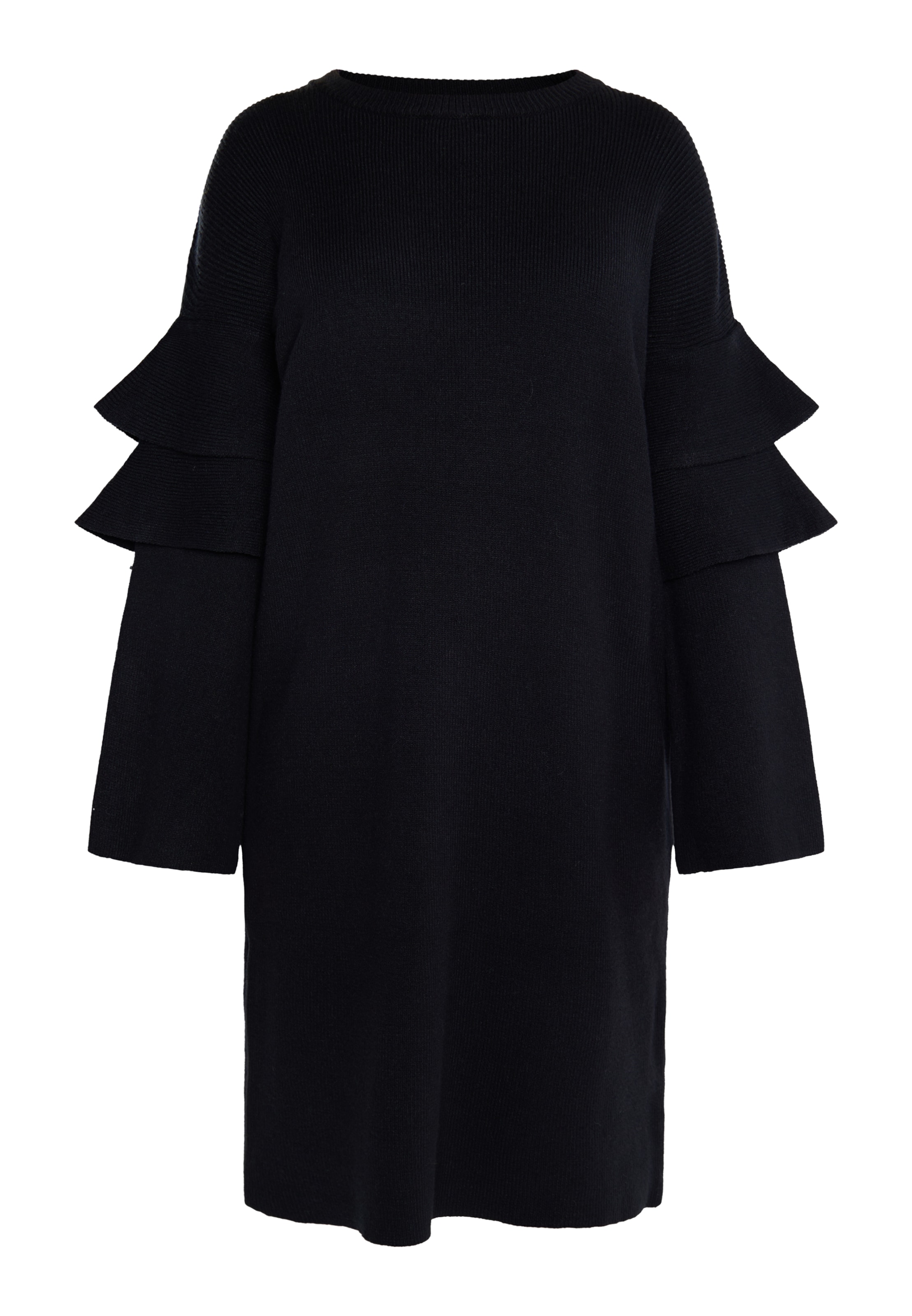 usha WHITE LABEL Strickkleid in Schwarz: Vorderseite