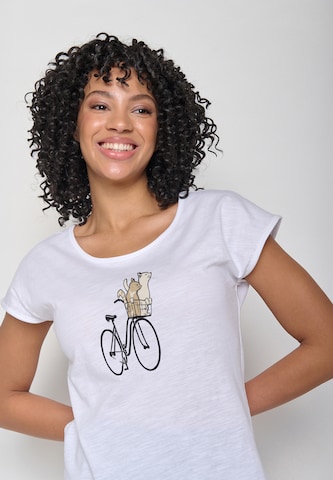 Maglietta 'Bike Cats Basket' di GREENBOMB in bianco