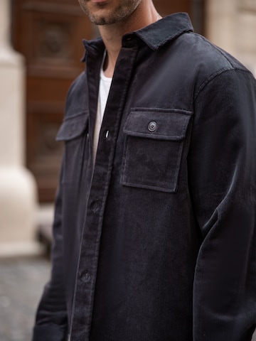 DAN FOX APPAREL Regular fit Button Up Shirt 'Lucian' in Grey
