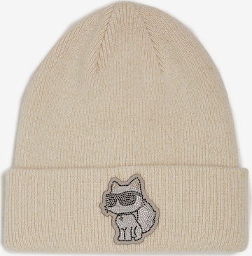 Karl Lagerfeld Beanie ' Ikonik Choupette Lurex' in Beige: front