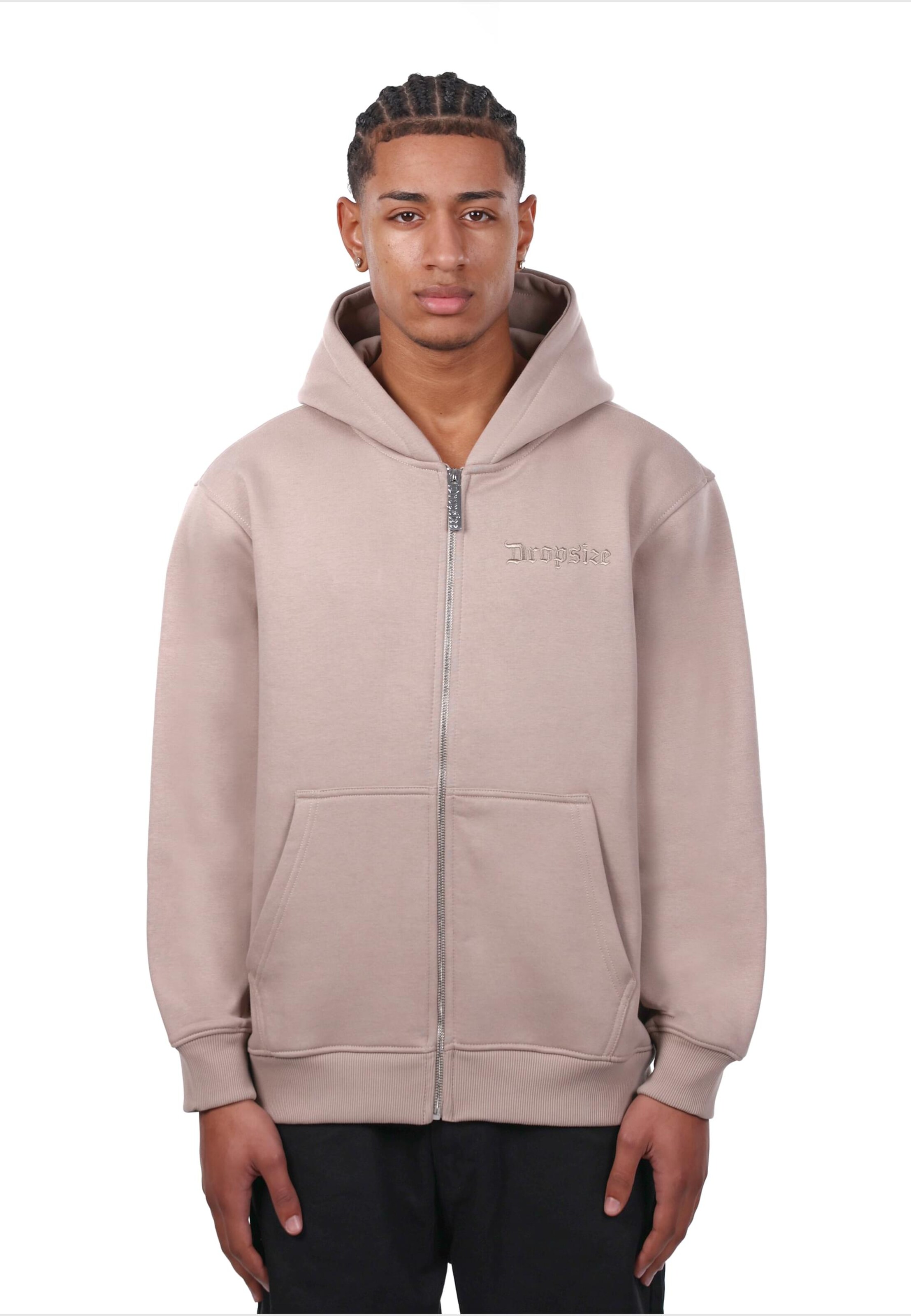 Dropsize Sweatjacke in Grau: Vorderseite