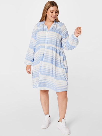 Rochie tip bluză 'Sylia' KAFFE CURVE pe albastru deschis / alb, Vizualizare model