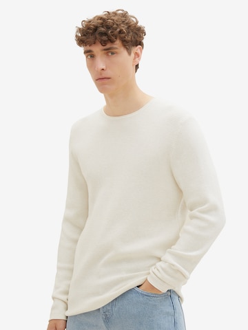 TOM TAILOR DENIM Sweater in Beige: front