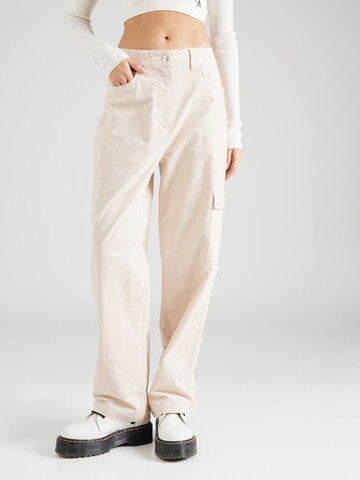 Calvin Klein Jeans Regular Cargobroek in Beige: voorkant