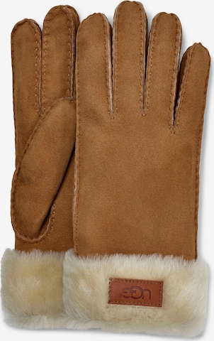 UGG Full Finger Gloves in Brown: front