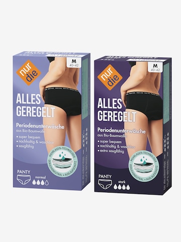 Nur Die Menstruationsunterwäsche 'Alles Geregelt Panty Set Tag + Nacht' in Schwarz