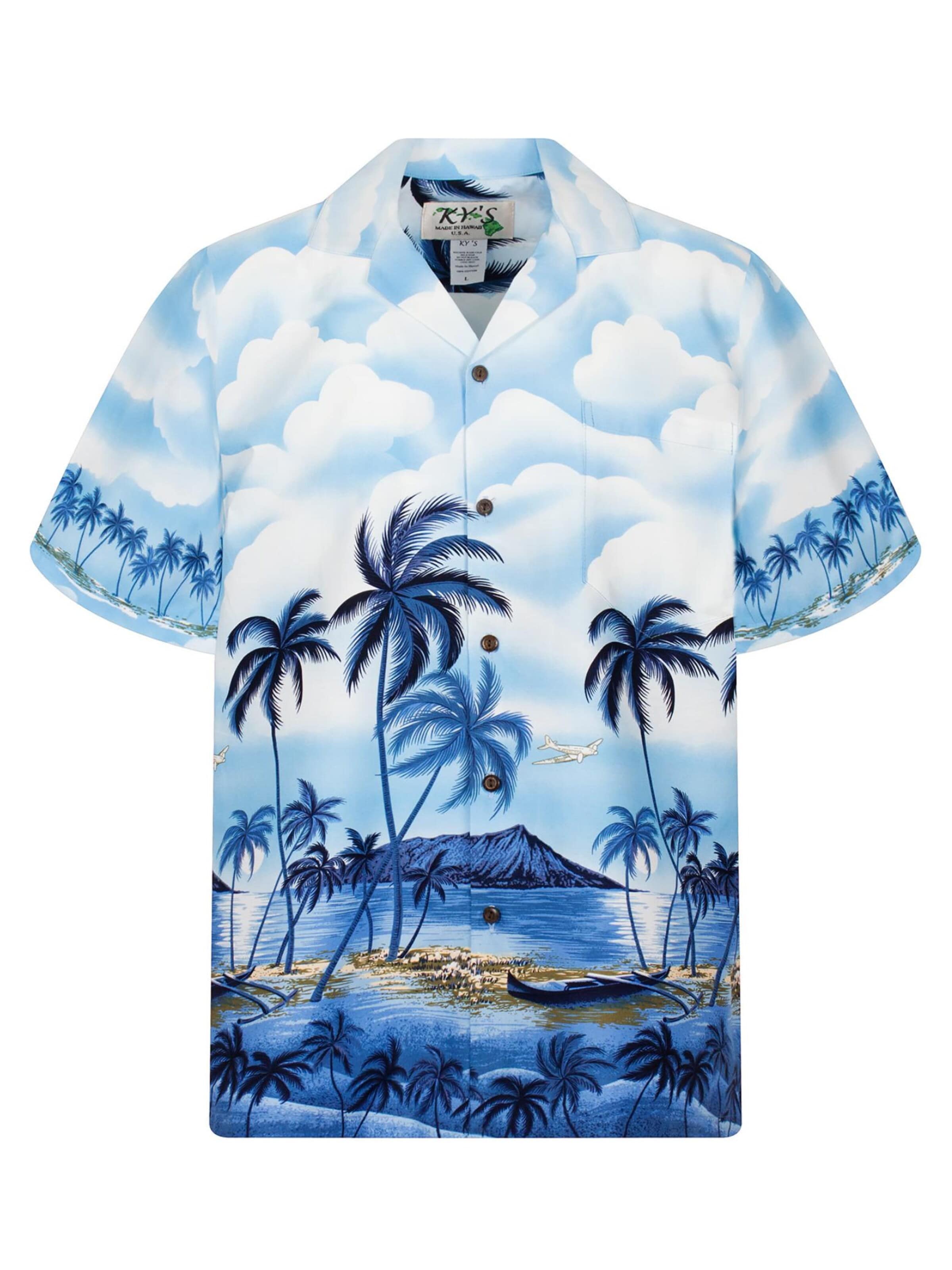 KY's Overhemd 'Palmbeach' in Blauw: voorkant