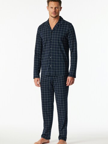 SCHIESSER Pajamas long ' Fine Interlock ' in Blue