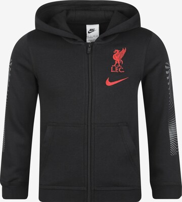 NIKE Athletic Zip-Up Hoodie 'FC Liverpool' in Black: front