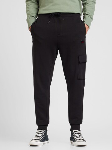 Tapered Pantaloni cargo 'Dwellrom' di HUGO in nero: frontale