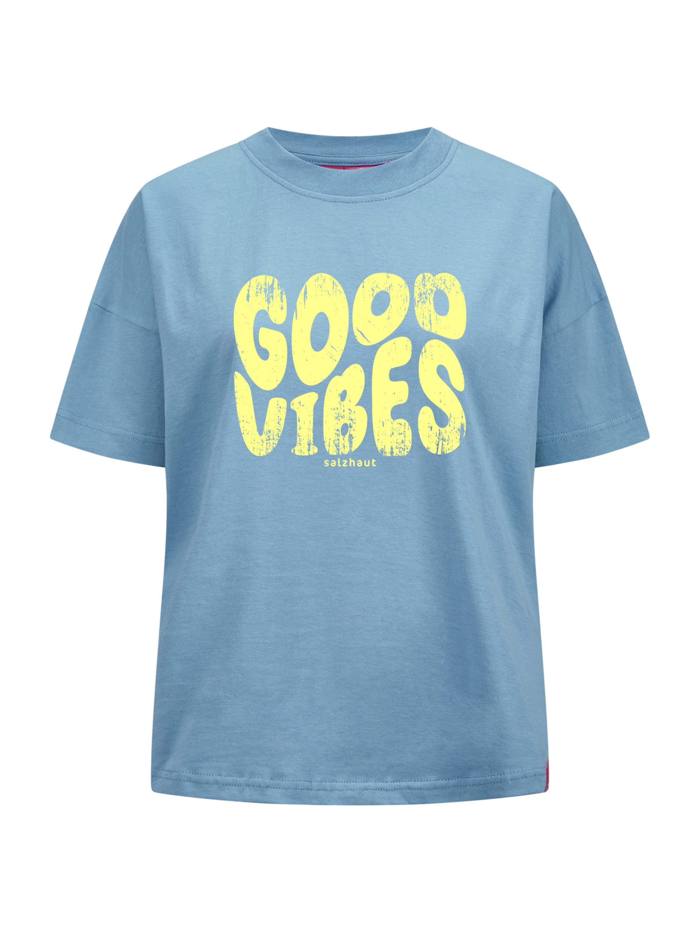 T-shirt 'Leev - Good Vibes' salzhaut en bleu : devant