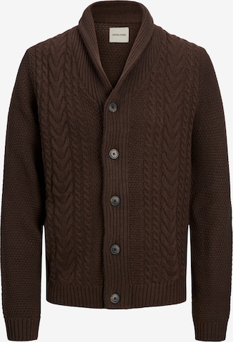 JACK & JONES Knit Cardigan 'CRAIG' in Brown: front