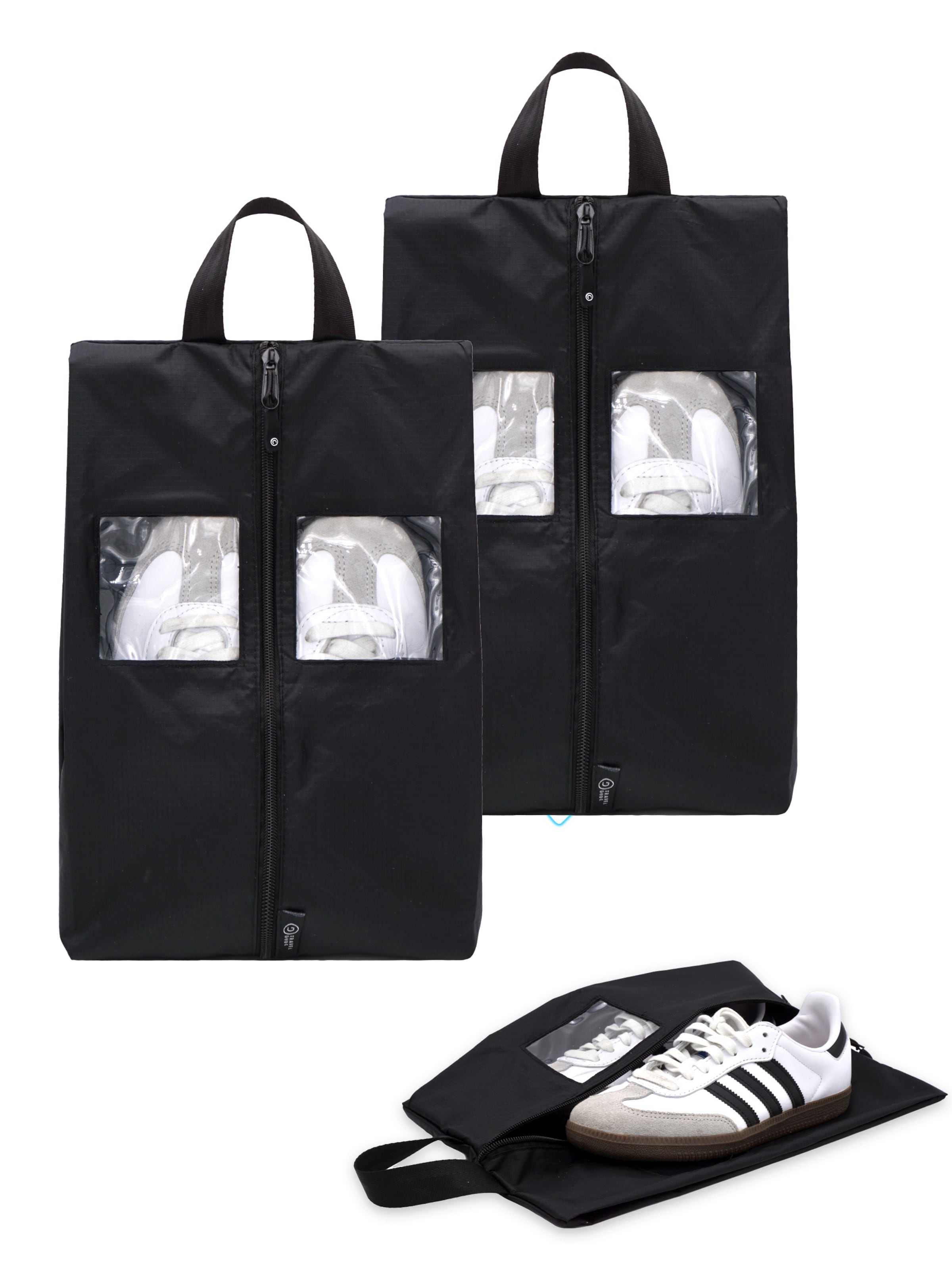 Sac de voyage 'Schuhtaschen Set 2 Teilig aus recycelten Plastikflaschen, Schuhbeutel Organizer' TRAVEL DUDE en noir : devant