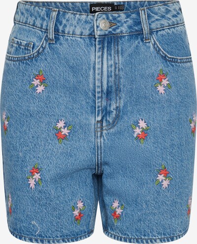 Jeans 'SKY' PIECES pe albastru denim / verde iarbă / roz pastel / roșu, Vizualizare produs