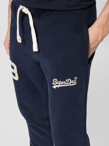 Superdry Tapered Workout Pants 'Vintage Logo Collegiate' in Blue