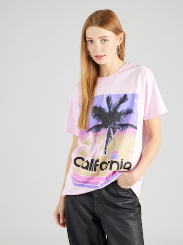 Nasty Gal Oversize t-shirt 'California' i rosa: framsida