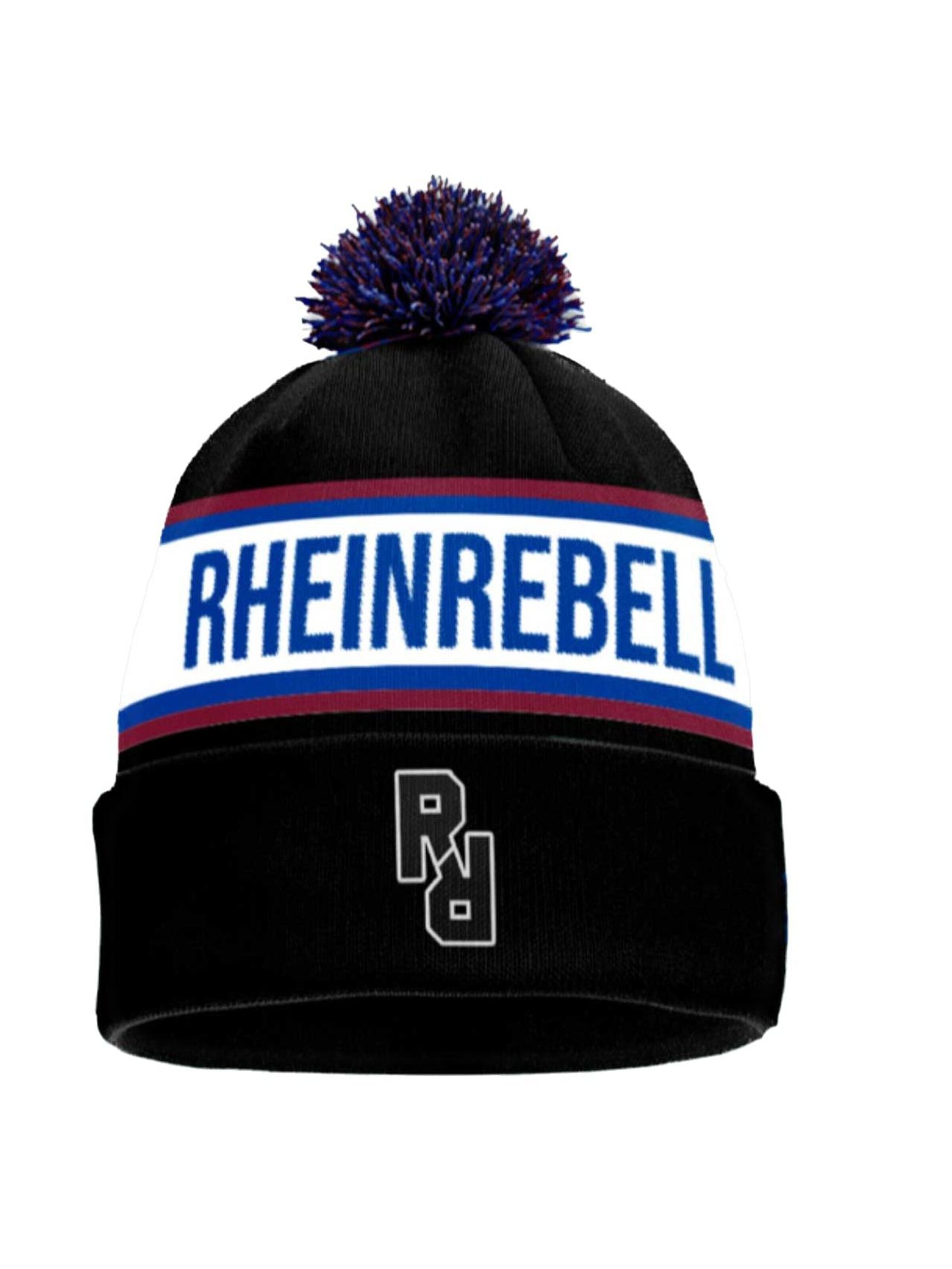 Rheinrebell Beanie 'Bommelmütze' in Black: front
