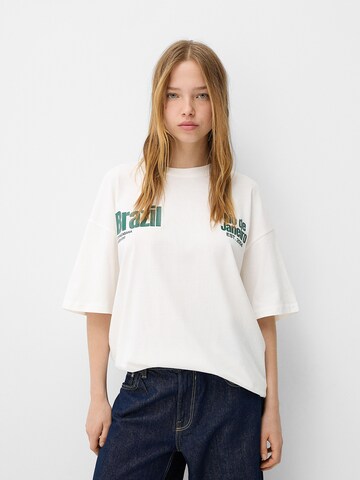 T-shirt 'BRAZIL' Bershka en blanc : devant