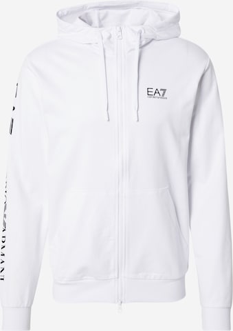 Veste de survêtement EA7 Emporio Armani en blanc : devant