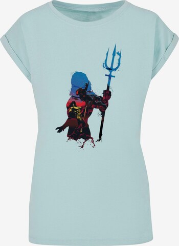 ABSOLUTE CULT Shirt 'Aquaman - Battle Silhouette' in Blauw: voorkant