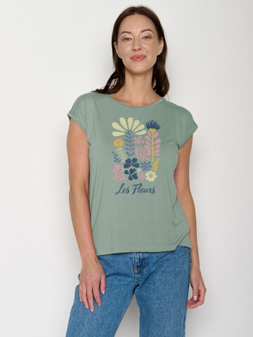 GREENBOMB Shirt 'Timid Les Fleurs' in Groen: voorkant
