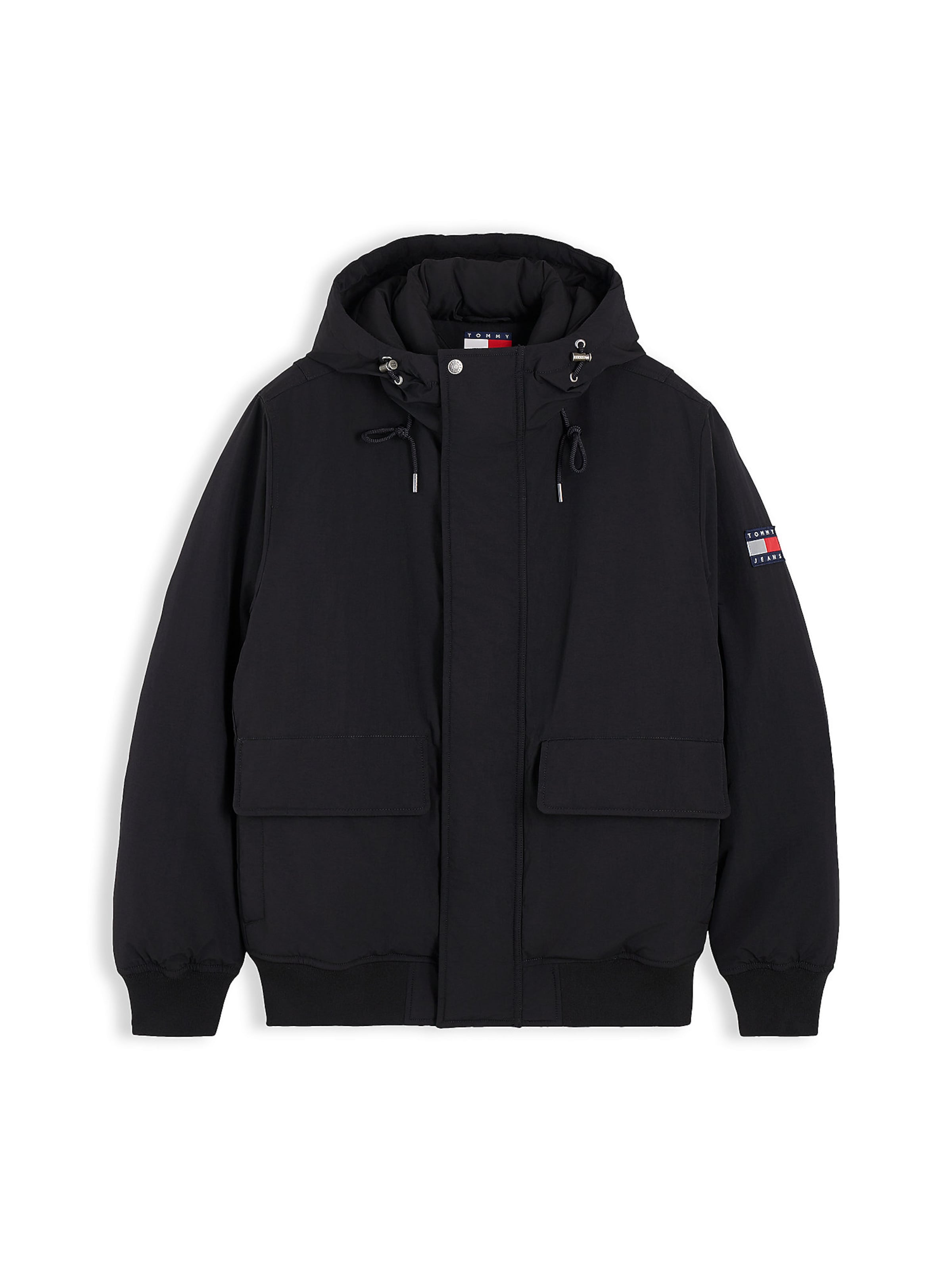 Tommy Jeans Φθινοπωρινό και ανοιξιάτικο μπουφάν σε μαύρο: μπροστά