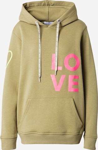 Zwillingsherz Sweatshirt 'LOVE' in Grün: predná strana