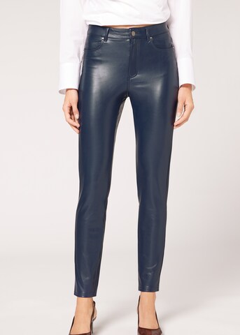 CALZEDONIA Skinny Pants in Blue: front