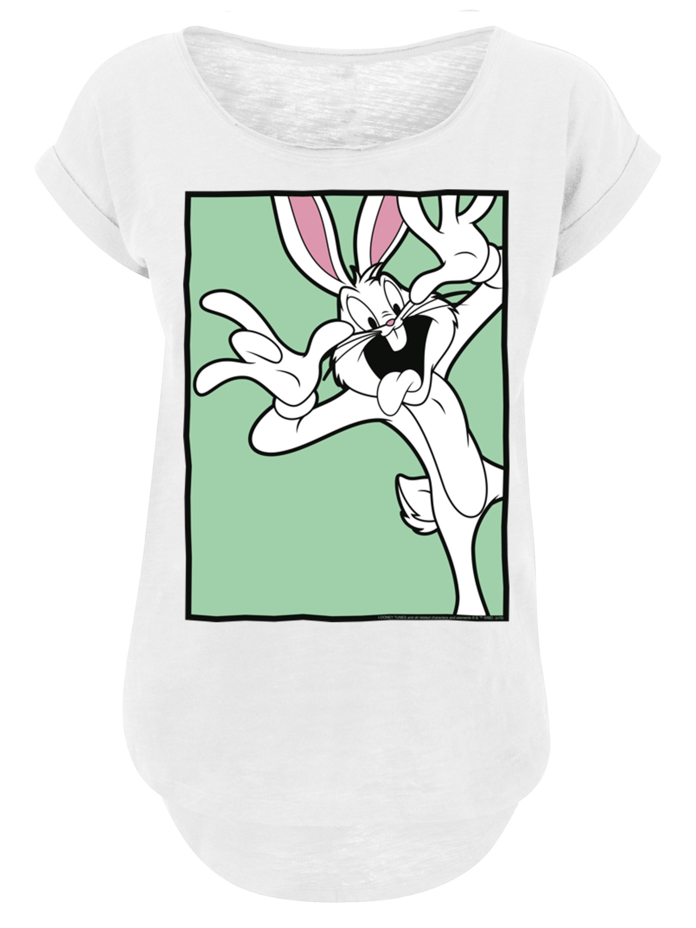 F4NT4STIC Shirt 'Looney Tunes Bugs Bunny Funny Face' in de kleur Groen / Pink / Zwart / Wit, Productweergave