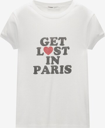 T-shirt Pull&Bear en blanc : devant