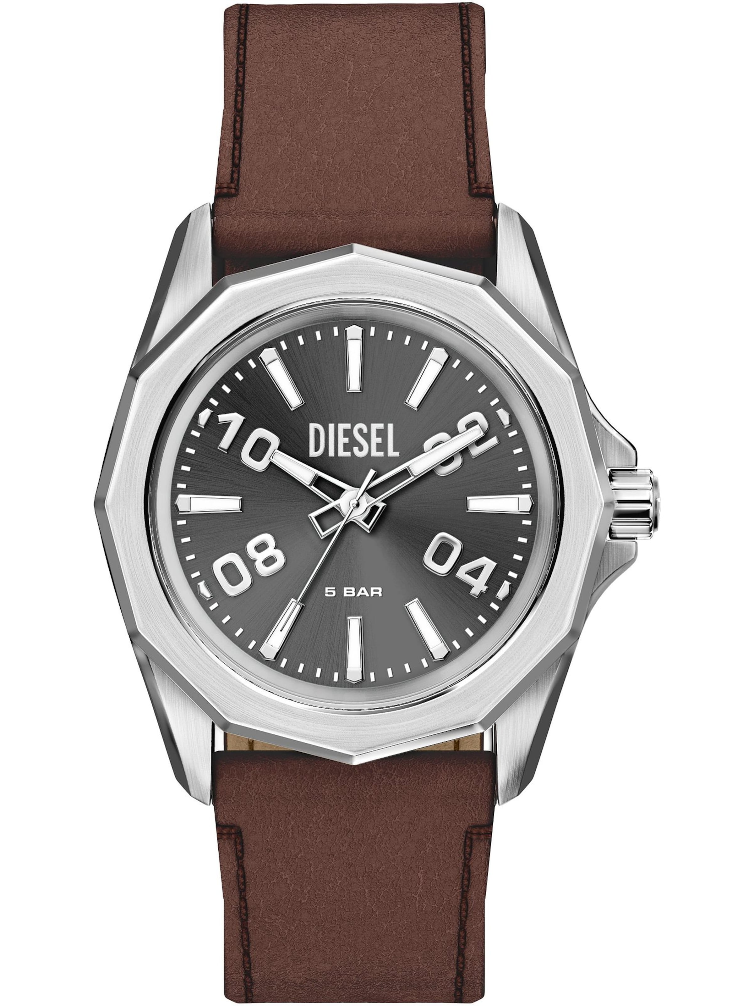 DIESEL Analoguhr in Silber: Vorderseite