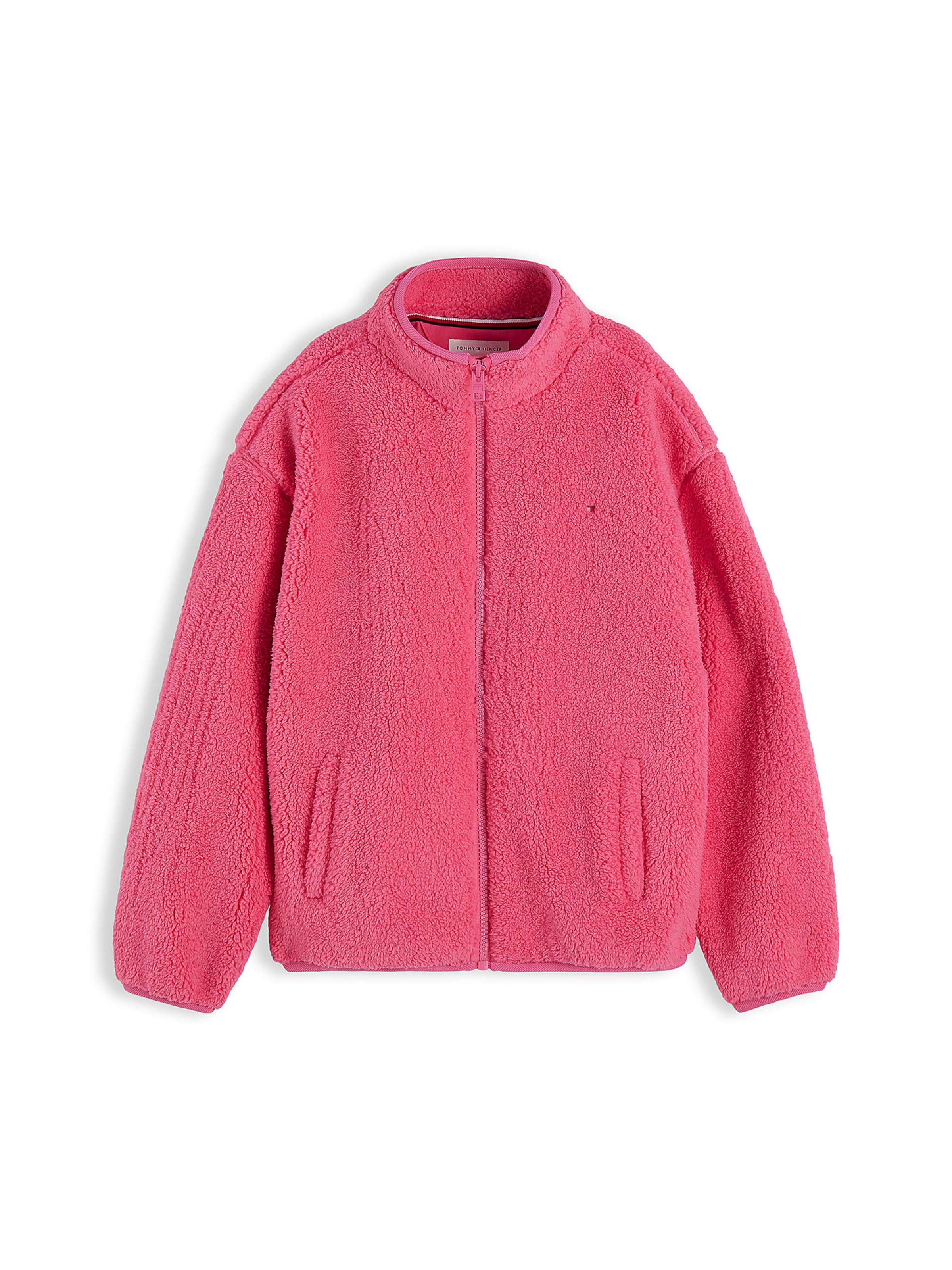TOMMY HILFIGER Fleece jas in Roze: voorkant